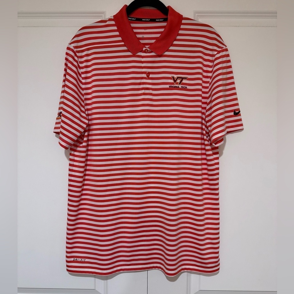Nike Dri Fit Striped Golf Polo VT Sz L like new